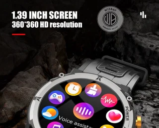 WizBay Premium Select 1.39" Smartwatch Mat Zilver RVS Zwart