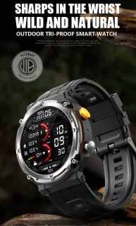 WizBay Premium Select 1.39" Smartwatch Mat Zilver RVS Zwart