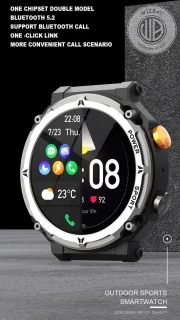 WizBay Premium Select 1.39" Smartwatch Mat Zilver RVS Zwart