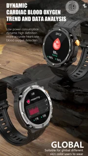 WizBay Premium Select 1.39" Smartwatch Mat Zilver RVS Zwart
