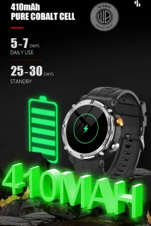 WizBay Premium Select 1.39" Smartwatch Mat Zilver RVS Zwart