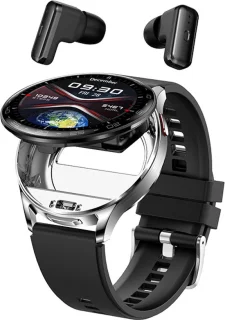 WizBay Premium Select® 1.39inch 2-in-1 Sport Smartwatch met Earbuds - Zilver/Zwart