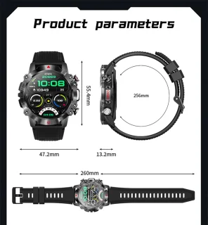 WizBay Premium Select 1.39inch Sport Smartwatch Zwart