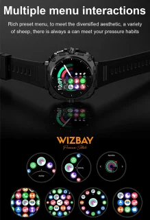 WizBay Premium Select 1.43" AMOLED Smartwatch Zwart RVS Band