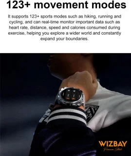 WizBay Premium Select 1.43" AMOLED Smartwatch Zwart RVS Band