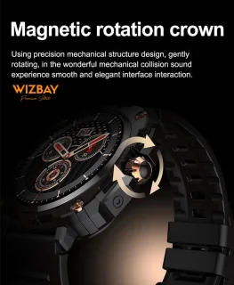 WizBay Premium Select 1.43" AMOLED Smartwatch Zwart RVS Band