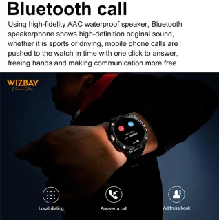 WizBay Premium Select 1.43" AMOLED Smartwatch Zwart RVS Band