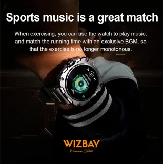 WizBay Premium Select 1.43" AMOLED Smartwatch Zwart RVS Band