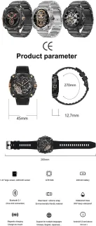 WizBay Premium Select 1.43" AMOLED Smartwatch Zwart RVS Band