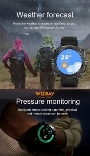 WizBay Premium Select 1.43" AMOLED Smartwatch Zwart RVS Band