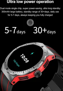 WizBay Premium Select 1.43" AMOLED Sport Smartwatch Rood Zwart