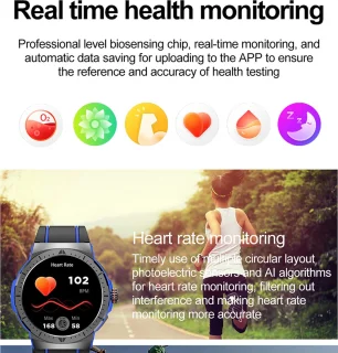 WizBay Premium Select 1.43" AMOLED Sport Smartwatch Rood Zwart