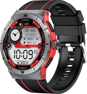 WizBay Premium Select 1.43" AMOLED Sport Smartwatch Rood Zwart