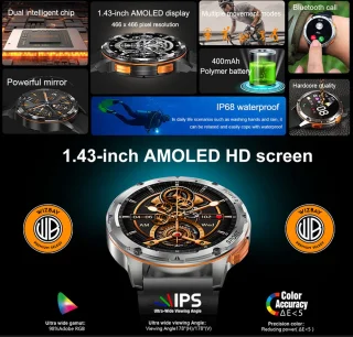 WizBay Premium Select 1,43 inch AMOLED Smartwatch Mat Goud