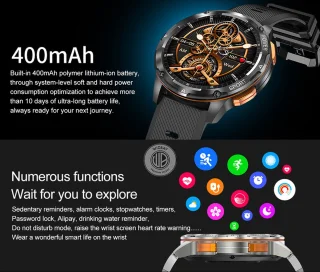 WizBay Premium Select 1,43 inch AMOLED Smartwatch Mat Goud