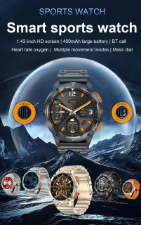 WizBay Premium Select 1,43 inch AMOLED Smartwatch Mat Goud