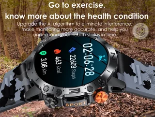 WizBay Premium Select 1.43 inch Smartwatch Alu Mat Zilver Leger Groen