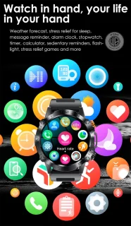 WizBay Premium Select 1.43 inch Smartwatch Alu Mat Zilver Leger Groen