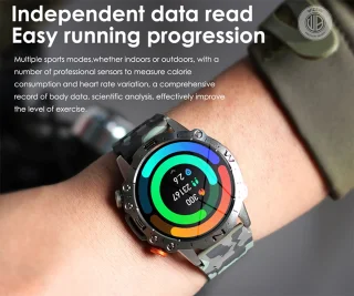 WizBay Premium Select 1.43 inch Smartwatch Alu Mat Zilver Leger Groen