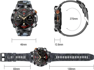 WizBay Premium Select 1.43 inch Smartwatch Alu Mat Zilver Leger Groen