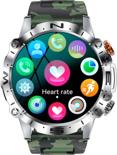 WizBay Premium Select 1.43 inch Smartwatch Alu Mat Zilver Leger Groen