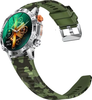 WizBay Premium Select 1.43 inch Smartwatch Alu Mat Zilver Leger Groen