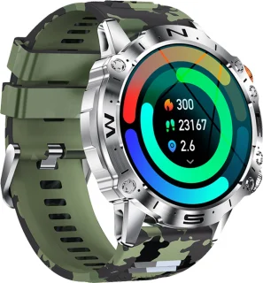 WizBay Premium Select 1.43 inch Smartwatch Alu Mat Zilver Leger Groen