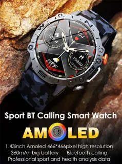WizBay Premium Select 1.43 inch Smartwatch Alu Mat Zilver Leger Groen