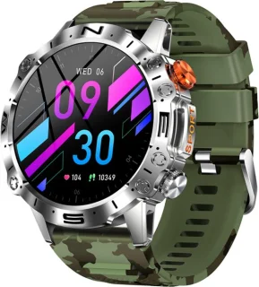 WizBay Premium Select 1.43 inch Smartwatch Alu Mat Zilver Leger Groen