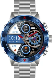 WizBay Premium Select 1.43 inch Sport Smartwatch Alu Mat Zilver RVS Band
