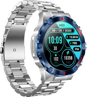 WizBay Premium Select 1.43 inch Sport Smartwatch Alu Mat Zilver RVS Band