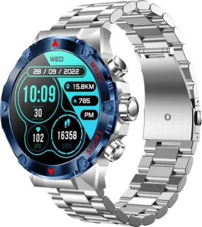 WizBay Premium Select 1.43 inch Sport Smartwatch Alu Mat Zilver RVS Band