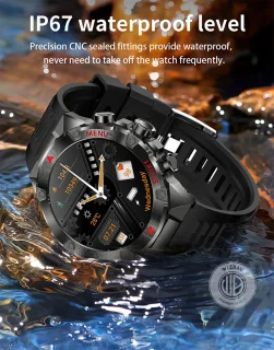 WizBay Premium Select 1.43inch Sport Smartwatch Alu Mat Zwart Case RVS Band