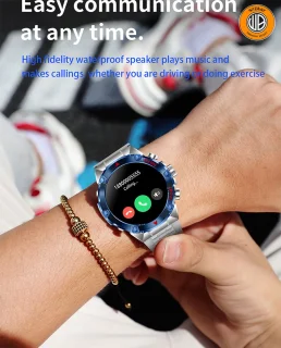 WizBay Premium Select 1.43inch Sport Smartwatch Alu Mat Zwart Case RVS Band