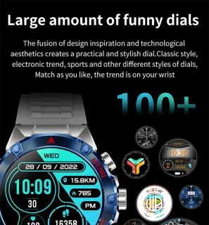 WizBay Premium Select 1.43inch Sport Smartwatch Alu Mat Zwart Case RVS Band