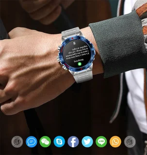 WizBay Premium Select 1.43inch Sport Smartwatch Alu Mat Zwart Case RVS Band