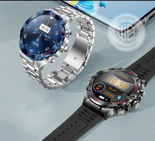WizBay Premium Select 1.43inch Sport Smartwatch Alu Mat Zwart Case RVS Band