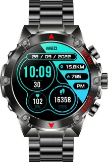 WizBay Premium Select 1.43inch Sport Smartwatch Alu Mat Zwart Case RVS Band