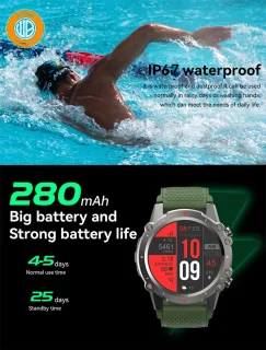 WizBay Premium Select 1.45" Smartwatch Slim Zilver Zwarte Band