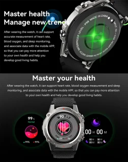 WizBay Premium Select 1.45" Smartwatch Slim Zilver Zwarte Band