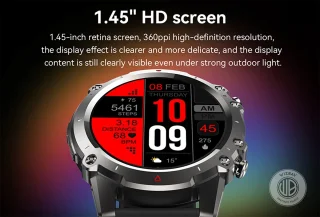 WizBay Premium Select 1.45" Smartwatch Slim Zilver Zwarte Band