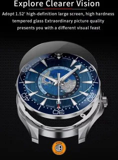 WizBay Premium Select 1.53 inch HD TFT Smartwatch Zilver RVS Band