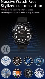 WizBay Premium Select 1.53 inch HD TFT Smartwatch Zilver RVS Band