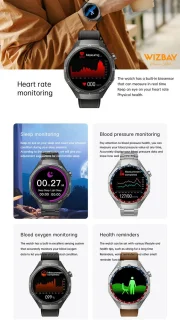 WizBay Premium Select 1.53 inch TFT Smartwatch Obsidiaan Zwart
