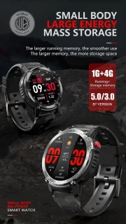 WizBay Premium Select 1.6inch Sport Smartwatch Alu Mat Zwart Army Band