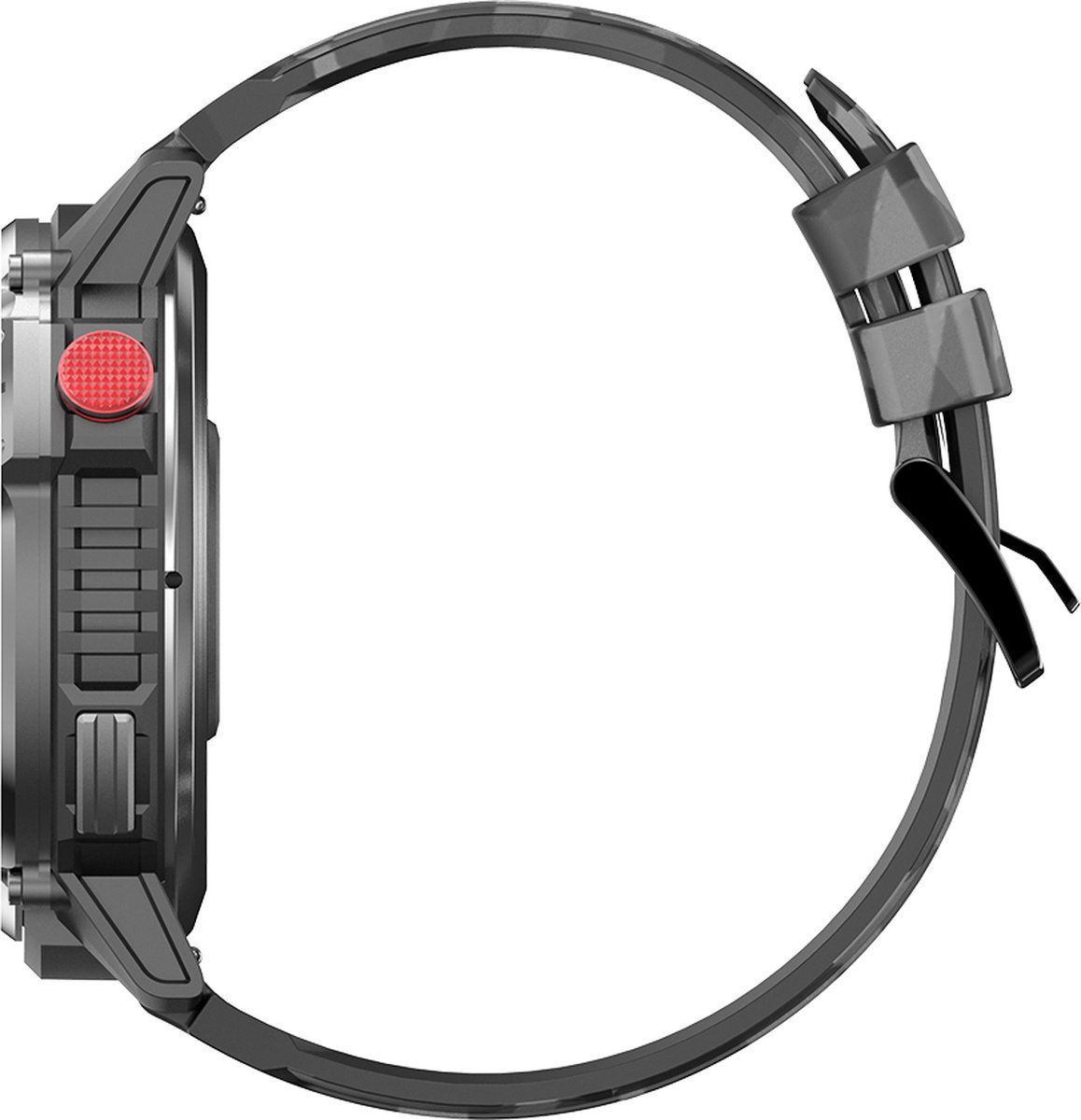 WizBay Premium Select 1.6inch Sport Smartwatch Alu Mat Zwart Army Band