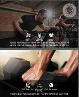 WizBay Premium Select 1.6inch Sport Smartwatch Alu Mat Zwart Army Band