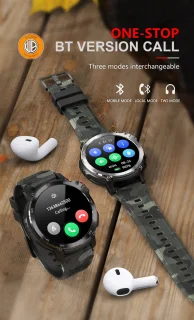 WizBay Premium Select 1.6inch Sport Smartwatch Alu Mat Zwart Army Band