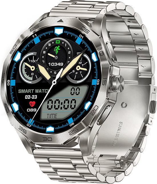 WizBay Premium Select 1.85" AMOLED Bluetooth Smartwatch Zilver