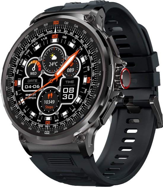 WizBay Premium Select 1.85" Sport Smartwatch Alu Zwart TPU Band